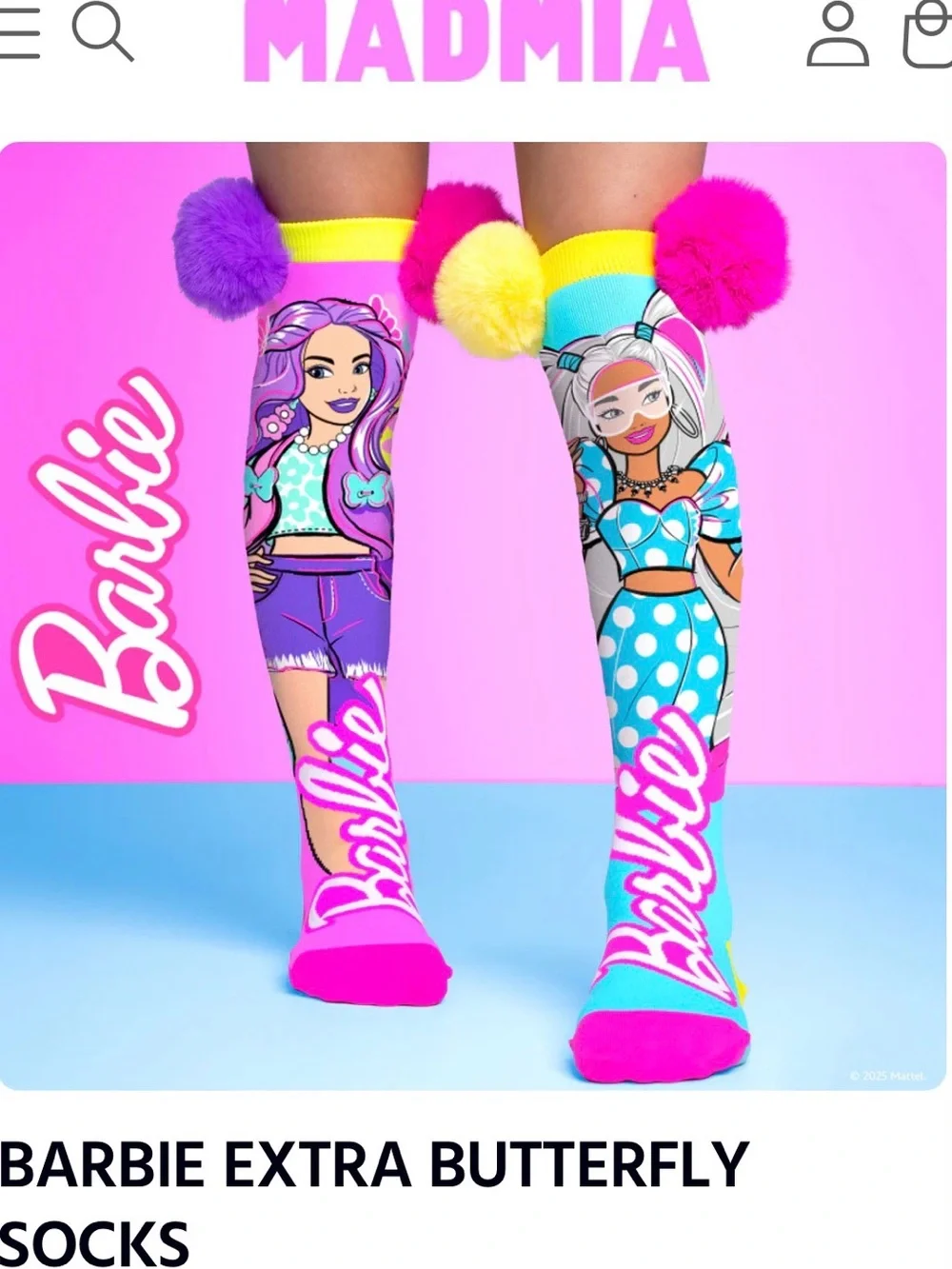 Barbie Knee-High Socks in Hot Pink, Purple, Cyan & Yellow